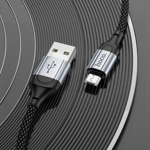 USB кабель Hoco X102, USB тип-A, micro-USB тип-B, 100 см, 2,4 А, чорний, в нейлоновому обплетенні, #6942007608763 Прев'ю 3