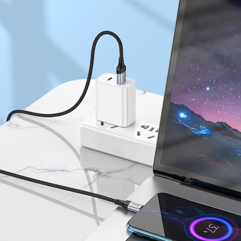 USB кабель Hoco X102, USB тип-A, micro-USB тип-B, 100 см, 2,4 А, чорний, в нейлоновому обплетенні, #6942007608763 Прев'ю 4