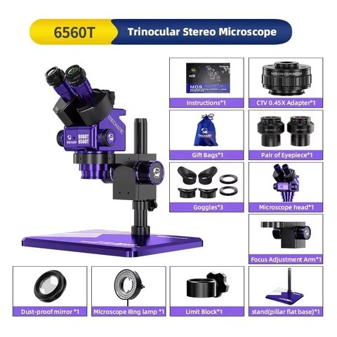 Мікроскоп Mechanic ROBOT6560T-B11, тринокулярний, 6,5X-60X Прев'ю 7
