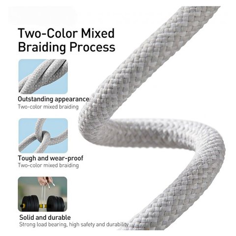 Cable USB Baseus Dynamic Series, USB tipo C, Lightning, 100 cm, 20 W, blanco, con revestimiento de nylon, #CALD000002 Vista previa  1