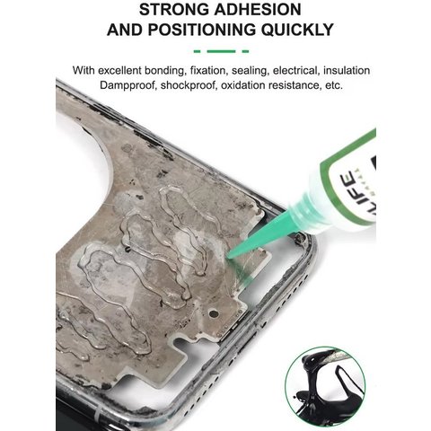 Adhesivo RELIFE RL-035A, poliuretano, negro, para pegar tapas traseras, para marcos de pantalla, 10 ml Vista previa  3