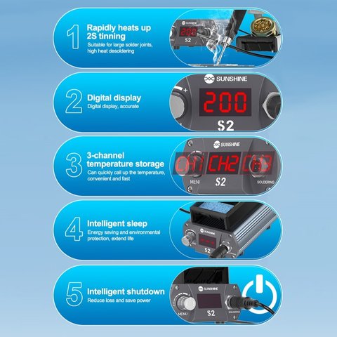 Estación de soldadura Sunshine S2, digital, 40 W Vista previa  9