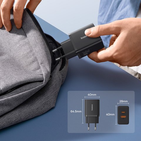 Adaptador de red Baseus Cube, 30 W, Power Delivery (PD), Fast Charge, blanco, 2 puertos, #P10111404213-00 Vista previa  6