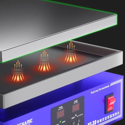 Plataforma de precalentamiento Mechanic HT-30, para reparar placas base, 30*30cm, 0-300°С, 800W Vista previa  2