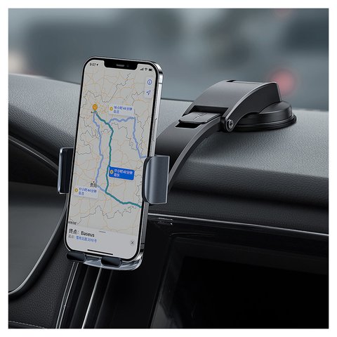 Автомобільний тримач Baseus Easy Control Clamp, чорний, на дефлектор, вакуумний присос, #SUYK000001 Прев'ю 1