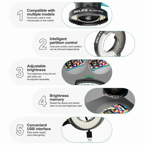 Подсветка для микроскопа RELIFE RL-033 Ultra, диодное, 105 LED Превью 8
