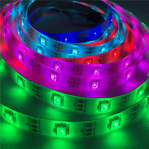 Tira de luces LED RGB SMD5050, WS2812B (blanca, con controles, IP65, 5 V, 30 diodos LED/m, 5 m) Vista previa  2